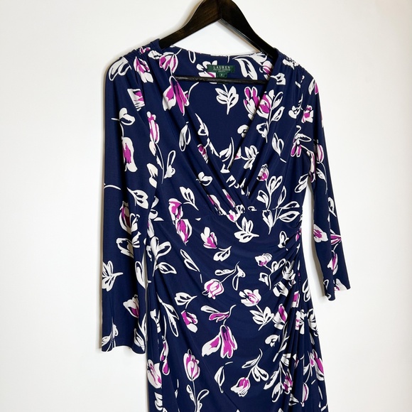 Lauren Ralph Lauren Dress Faux Wrap Floral Tulip Dress - Picture 3 of 7